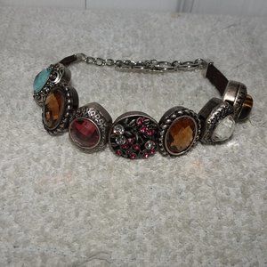 Solid Oak Slider Leather Cord Toggle Bracelet